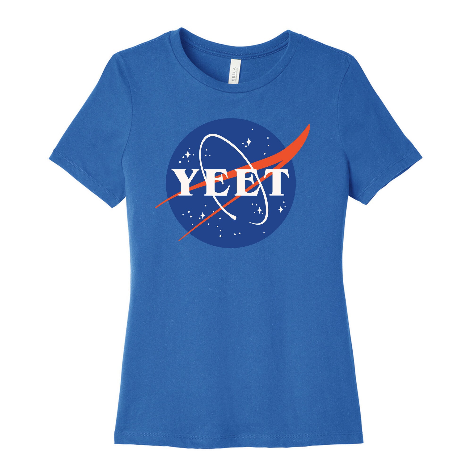 Yeet Nasa Logo Parody White Print Women's Cotton Tee